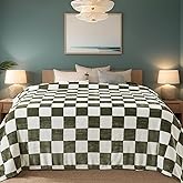 Checkered King Size Blanket,Premium Lightweight Anti-Static 90x108 Inches Sage Green Throw Blankets for King Calking Bed,Couch, Sofa, Chair, Camping, Picnic,Sage Green