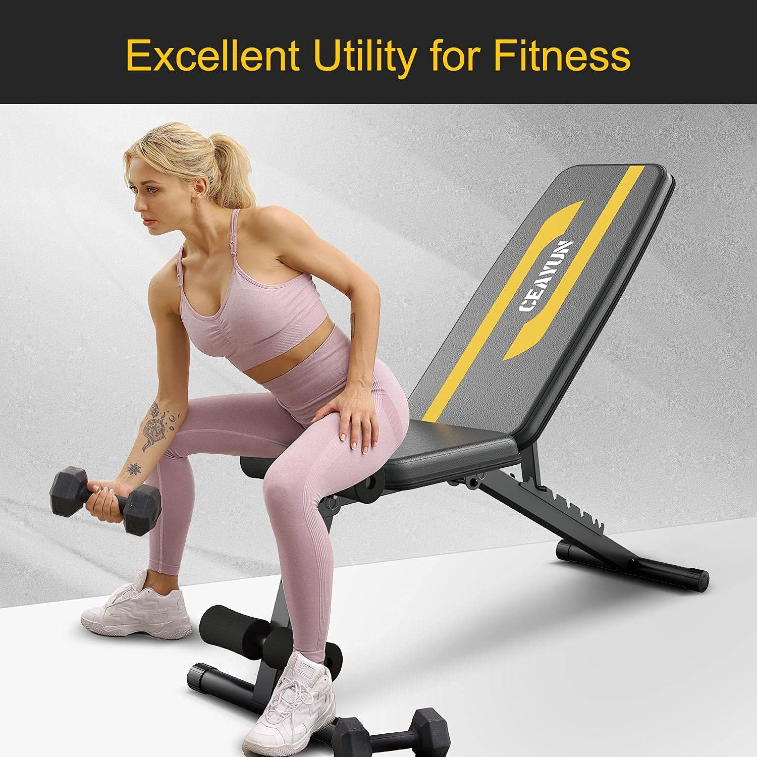 CEAYUN Adjustable Weight Bench Press, Foldable Workout Bench for Full Body, Incline Decline Utility Exercise Bench, Strength Training Benches for Home Gym : Sports & Outdoors