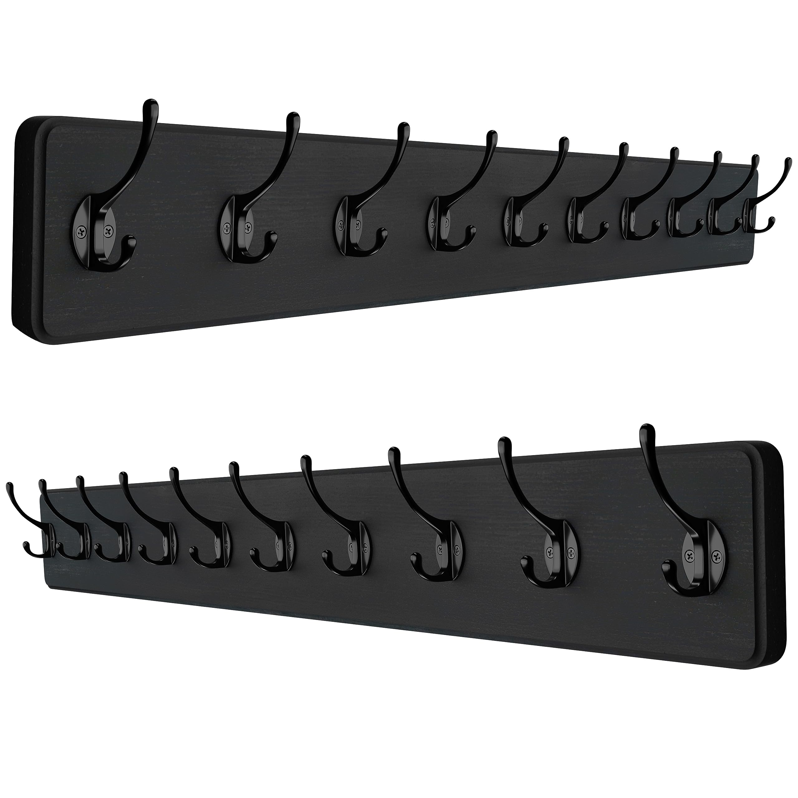 Photo 1 of Rustic Coat Rack Wall Mount – 38.6 Inch Long Wall Mounted Coat Rack with 10 Hooks – Solid Pine Wood, Distressed Finish – Entryway Wall Hook Rack for Coats, Hats, Bags, Keys, Jackets - 2 Pack