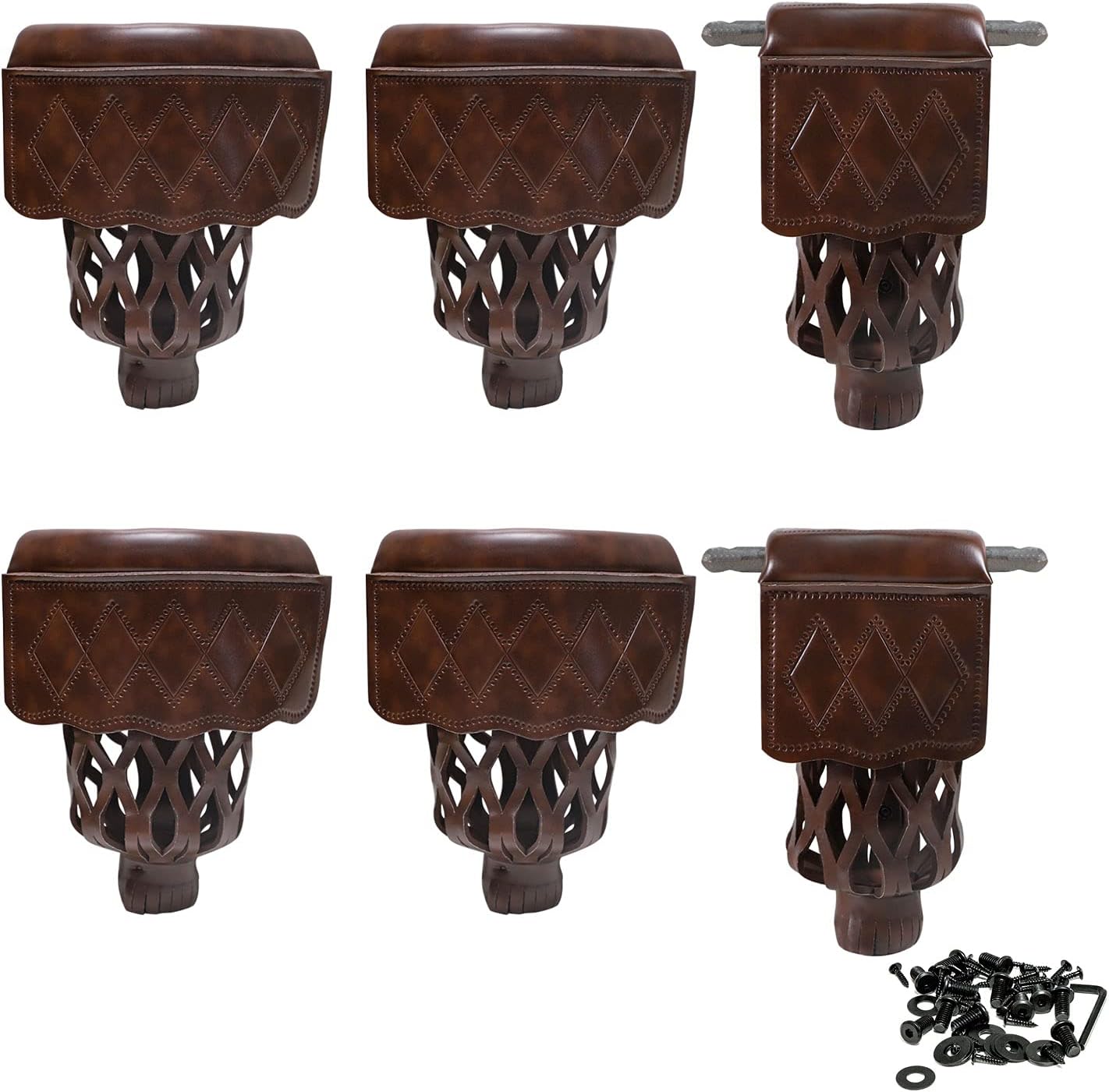 Pool Table Pockets Heavy Duty Leather Billiard Pockets Set, 6 Pack, All