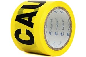TopSoon Non-Adhesive Yellow Caution Tape 3-Inch by 300-Feet Roll Highly Visible Barricade Tape Weatherproof Safety Barrier Tape