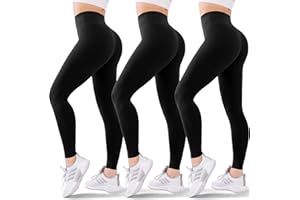 Blisset 3 Pack High Waisted Leggings for Women-Soft Athletic Tummy Control Pants for Running Yoga Workout Reg & Plus Size
