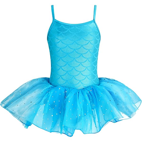 Tut&ugrave; Da Ballo Sirena Per Bambine &ndash; Abito Ginnastica Con Paillettes, Leotard