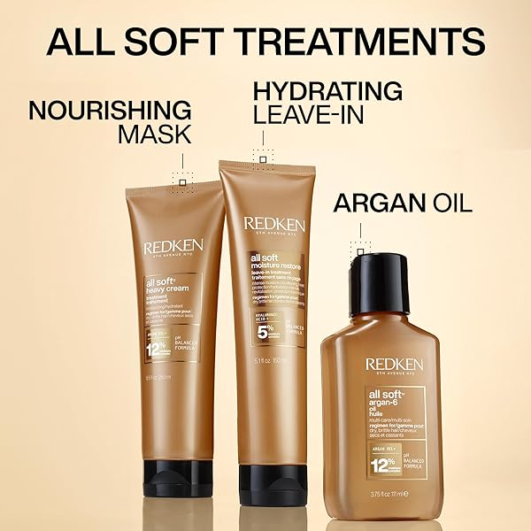 REDKEN ALL SOFT ARGAN OIL TREATMENT FOR DRY HAIR – MOISTURIZING HAIR OIL, DEEPLY CONDITIONS HAIR, ADDS SOFTNESS & SHINE