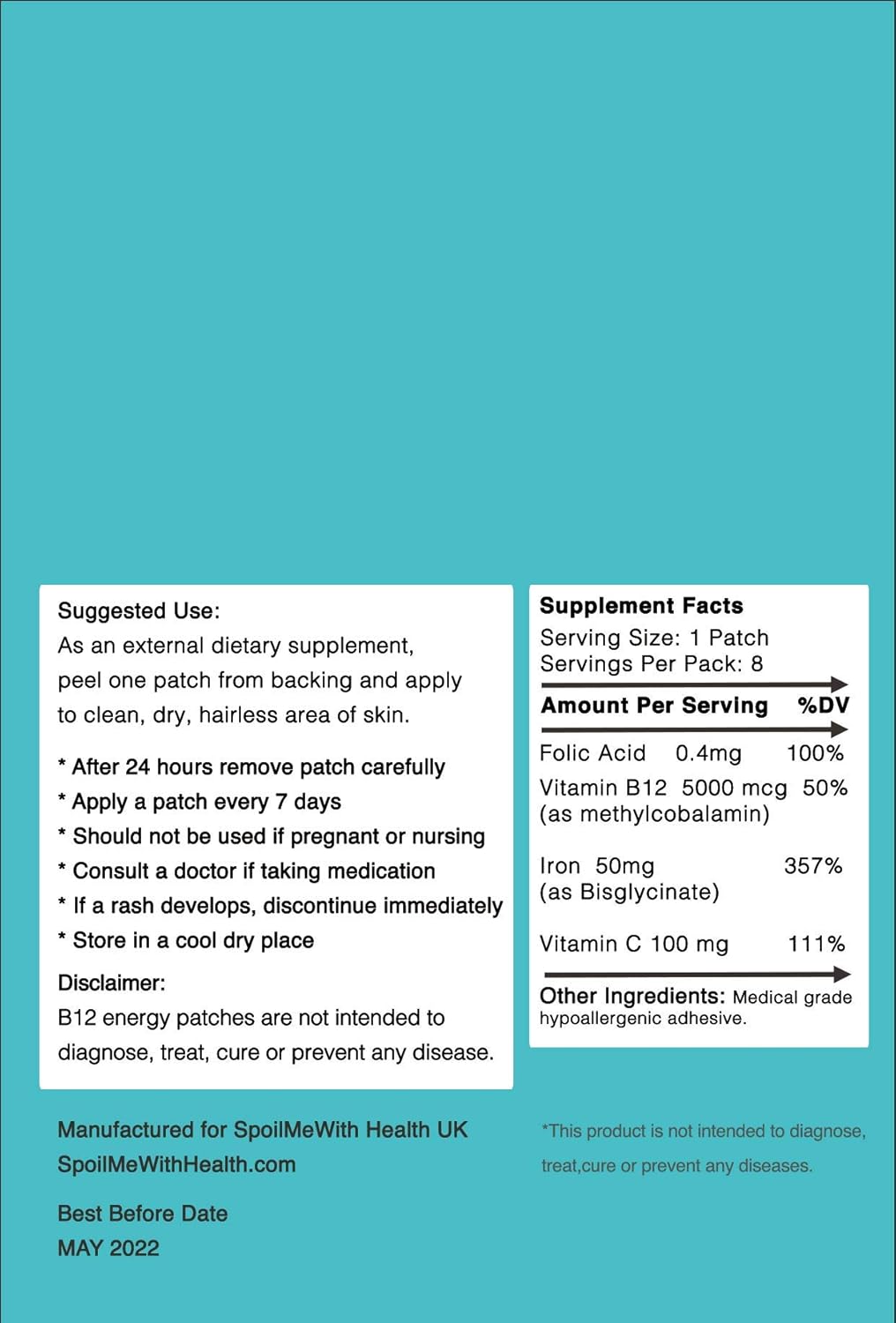SpoilMeWith Health: B12 + Patches, 8 count (Pack of 1) - Image 3