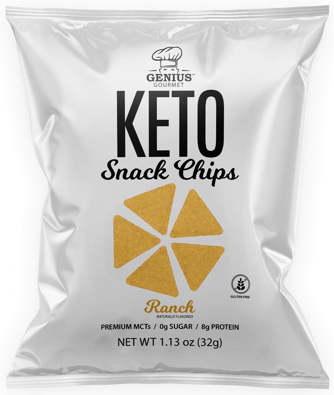 Genius Gourmet Gluten Free Keto Chips - Keto Friendly Low Carb Low Sugar Snack - Natural Ketogenic Chips - Ranch 8