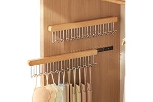 QHLHOMESTEAD 2 pack 16.2 inch valet rods for closets, extendable and pull-out wardrobe pole for belt hangers,tie hangers,bra organizer, closet extender hanging rod with 12 metal hooks, closet valet rod slide out