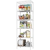 HOMEFORT 6-Shelving Unit, Adjustable Wire Shelving, Metal Wire Shelf Rack Organizer for Kitchen, Pantry, Closet, Bathroom, Laundry, White, 21" W x 11" D x 69" H