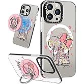 Lotadilo Cute Case for iPhone 15 Pro for Women Girls - Funny Castle Design Compatible with Magsafe Magnetic Ring Holder Kickstand Fashion TPU Phone Covers for iPhone 15 Pro Phone Case