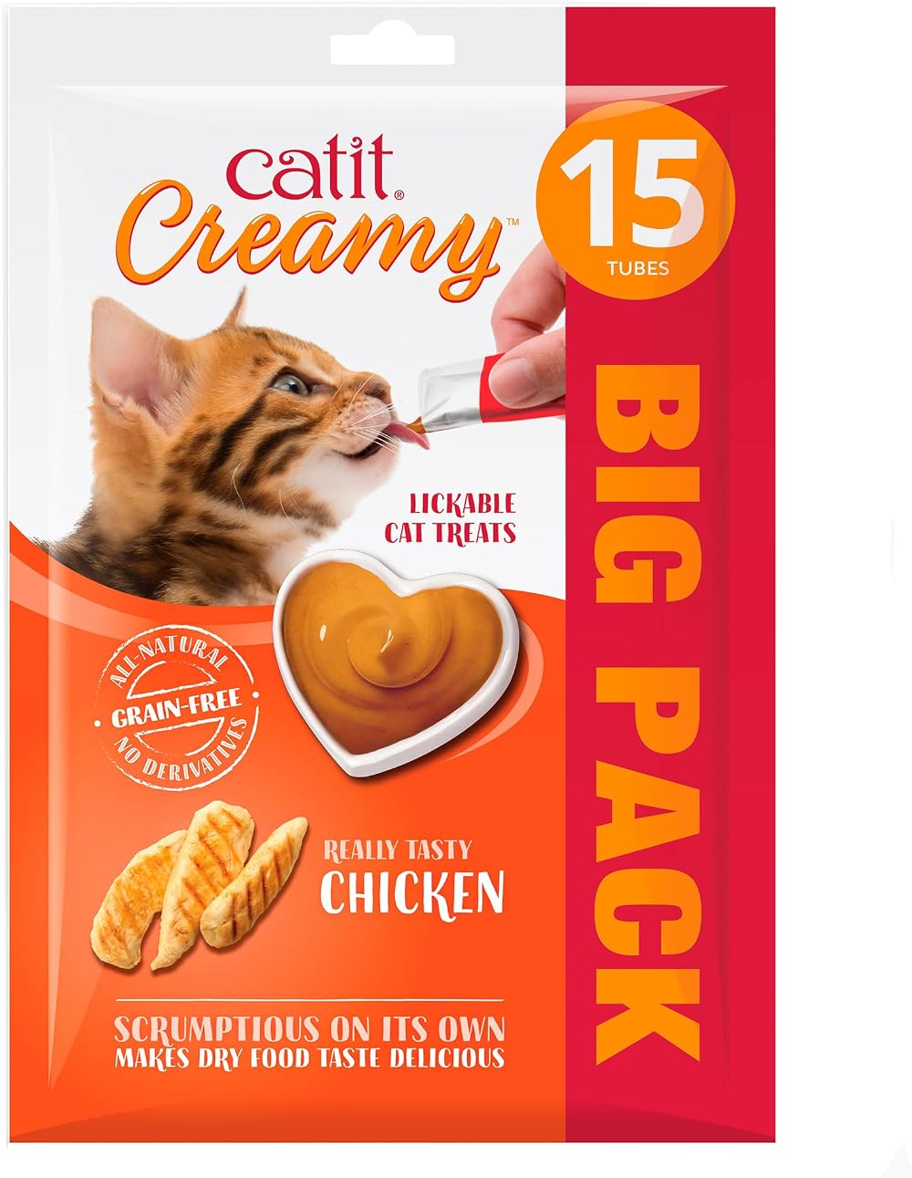 Catit Creamy Chicken Lickable Cat Treats 15 x 10g Grain Free Multipack