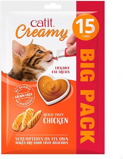Catit Creamy Chicken Lickable Cat Treats 15 x 10g Grain Free Multipack