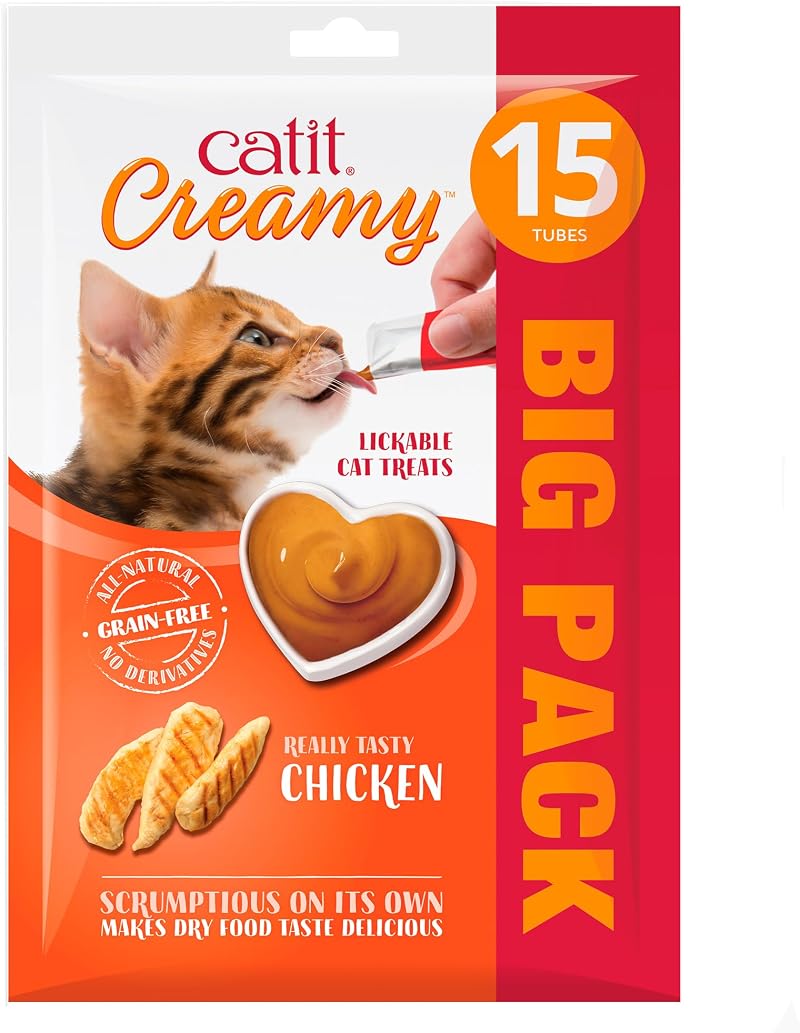Catit Creamy Chicken Lickable Cat Treats 15 x 10g Grain Free Multipack