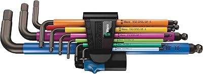 Wera 950 SPKL/9 SM HF Multicolour L-Key Set Metric BlackLaser with HOL