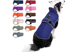 MIGOHI Reflective Waterproof Windproof Dog Coat Cold Weather Warm Dog Jacket Reversible Stormguard Winter Dog Vest for Small Medium Large Dogs (Navy, M)