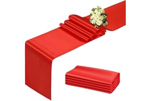 BDDC Red Table Runner 12x108 Inch - 4 Pack Satin Table Runners, Smooth Table Runner for Party Wedding Banquets Birthday