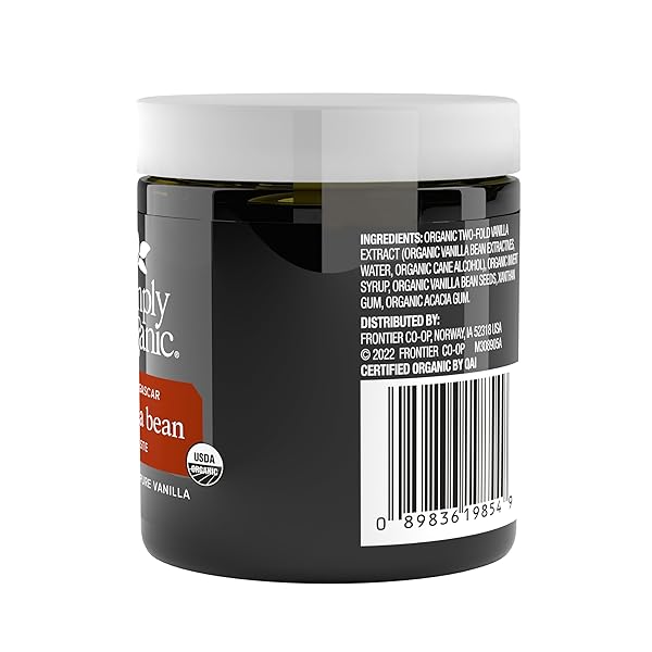 SIMPLY ORGANIC VANILLA BEAN PASTE, 4 OUNCE JAR, CERTIFIED ORGANIC, KOSHER, VEGAN, NON-GMO RICH SOFT PASTE, WARM WOODY AROMA