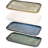 jinsongdafa Porcelain Dinner Plates, Serving platters for entertaining, for Fruit, cheese, snack, Bread, cupcake, Salad - Scratch Resistant durable, Microwave, Dishwasher Safe, four colors 4 PCS