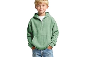 gsatuba Boys Quarter Zip Hoodies - Waffle Knit Kids Long Sleeve Hooded Sweatshirts Teens Pullover Tops Clothes 4-14 Years