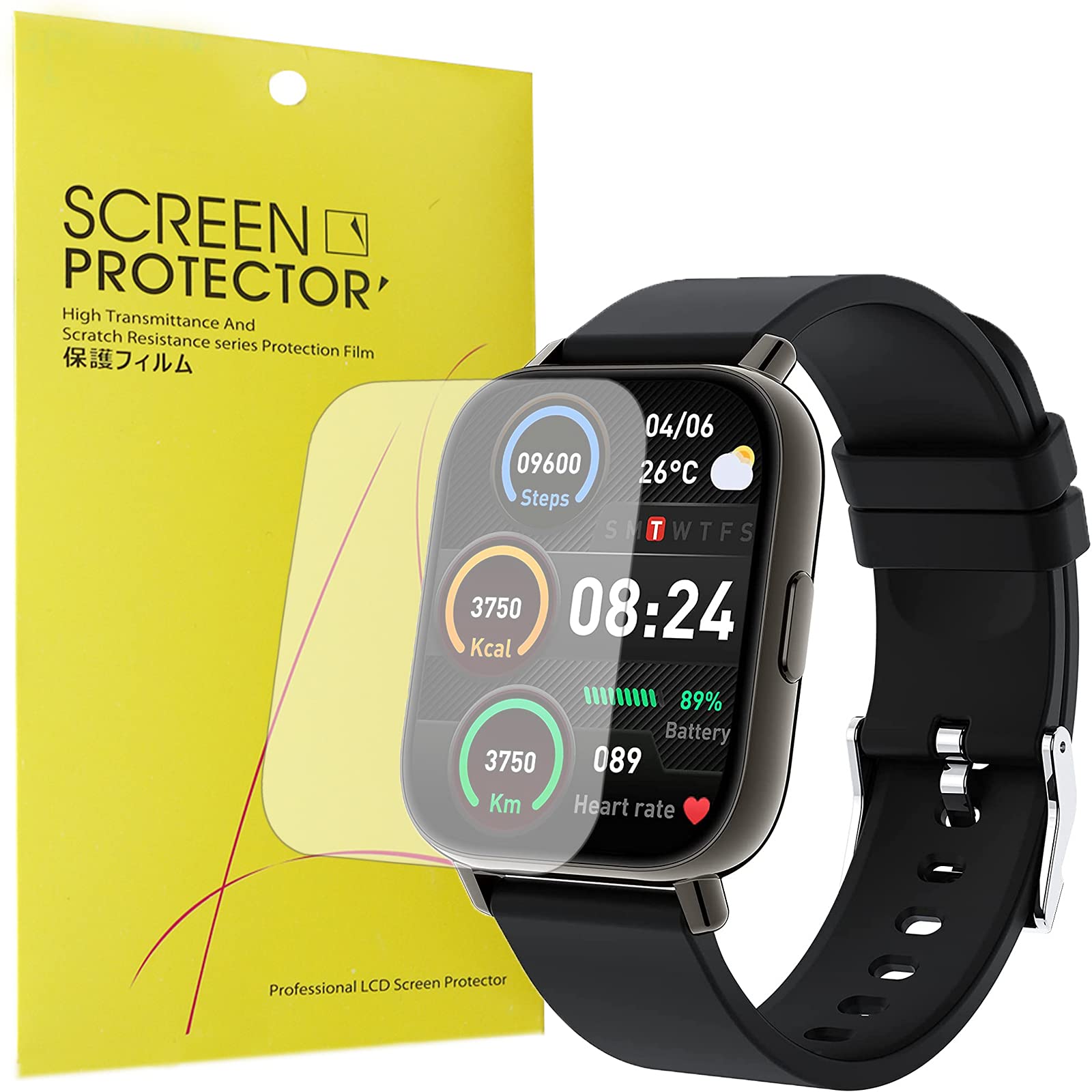 Giaogor Compatible for Togala Smart Watch Screen Protector, [6 Pack] Full Coverage TPU Clear Film Compatible for Togala P36a Smart Watch, 1.69 Inch Touch Screen Smartwatch (6 pack)