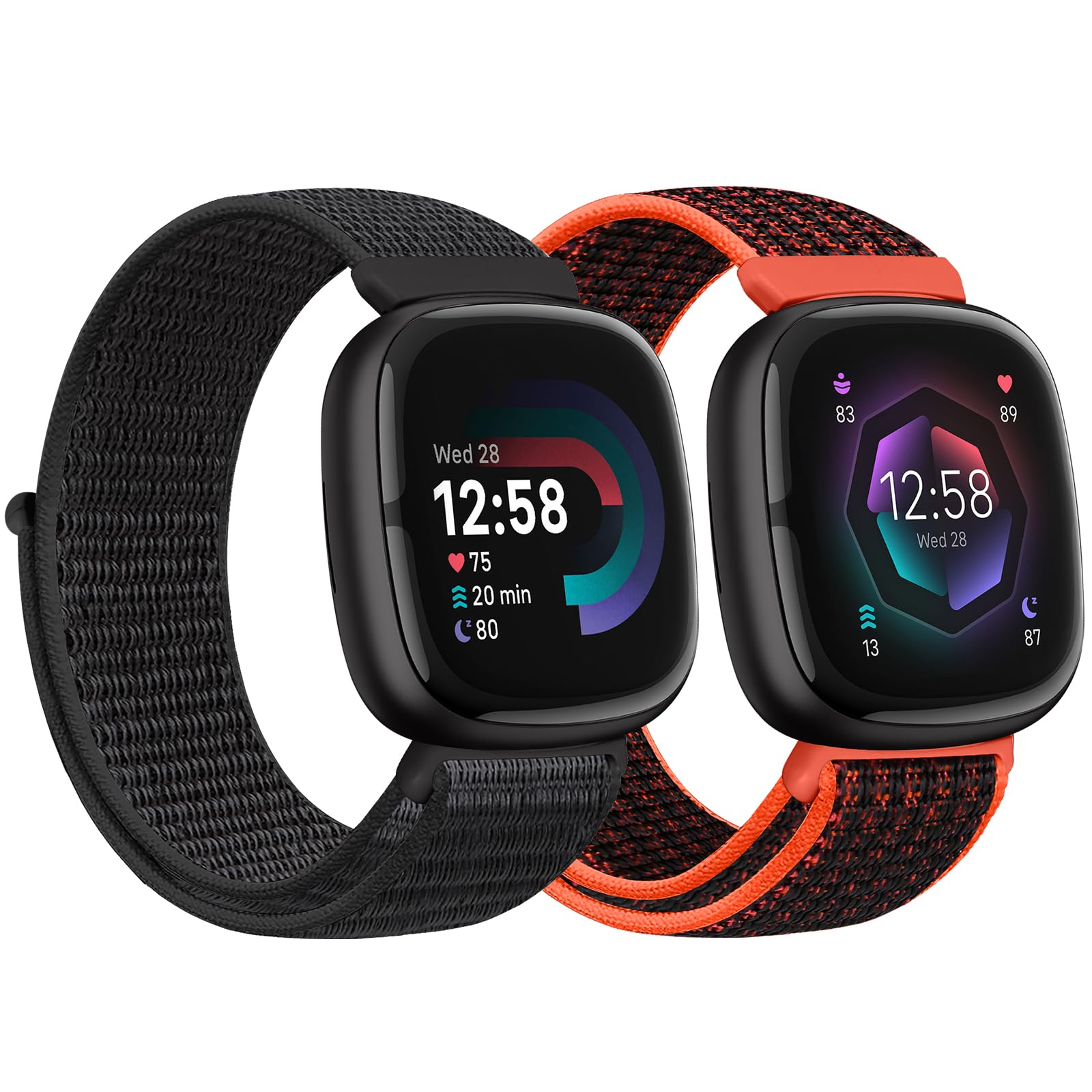 AVOD Nylon Bands Compatible with Fitbit Versa 4/Sense 2/Versa 3/Fitbit Sense, Soft Breathable Sport Adjustable Replacement Strap Women Man Wristband Accessories