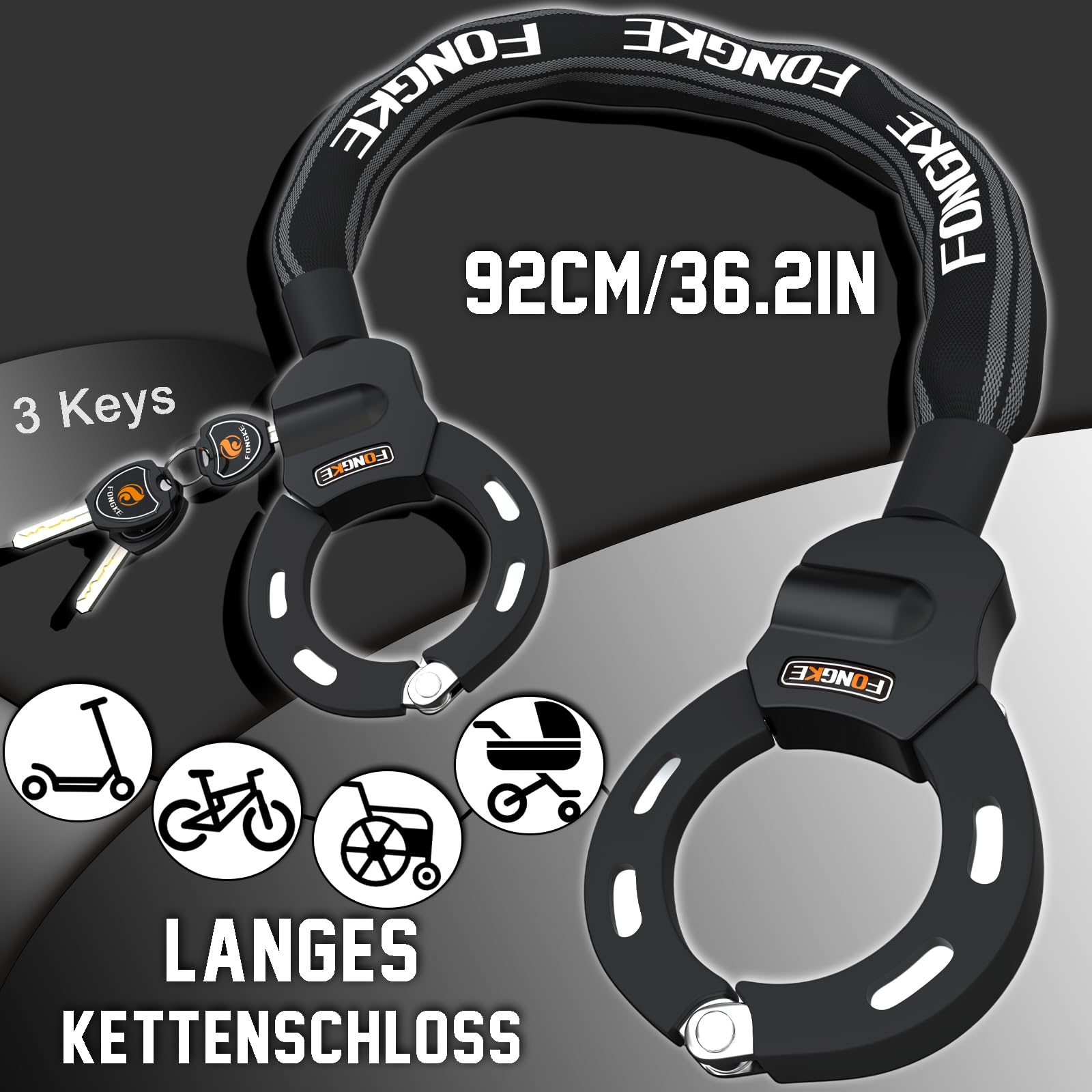 Electric Scooter Locks Anti Theft, Scooter Lock with Key, Bike Locks Heavy Duty, Security Chain for E Scooter Segway Ninebot, Xiaomi, NIU and Other Electric Scooters…