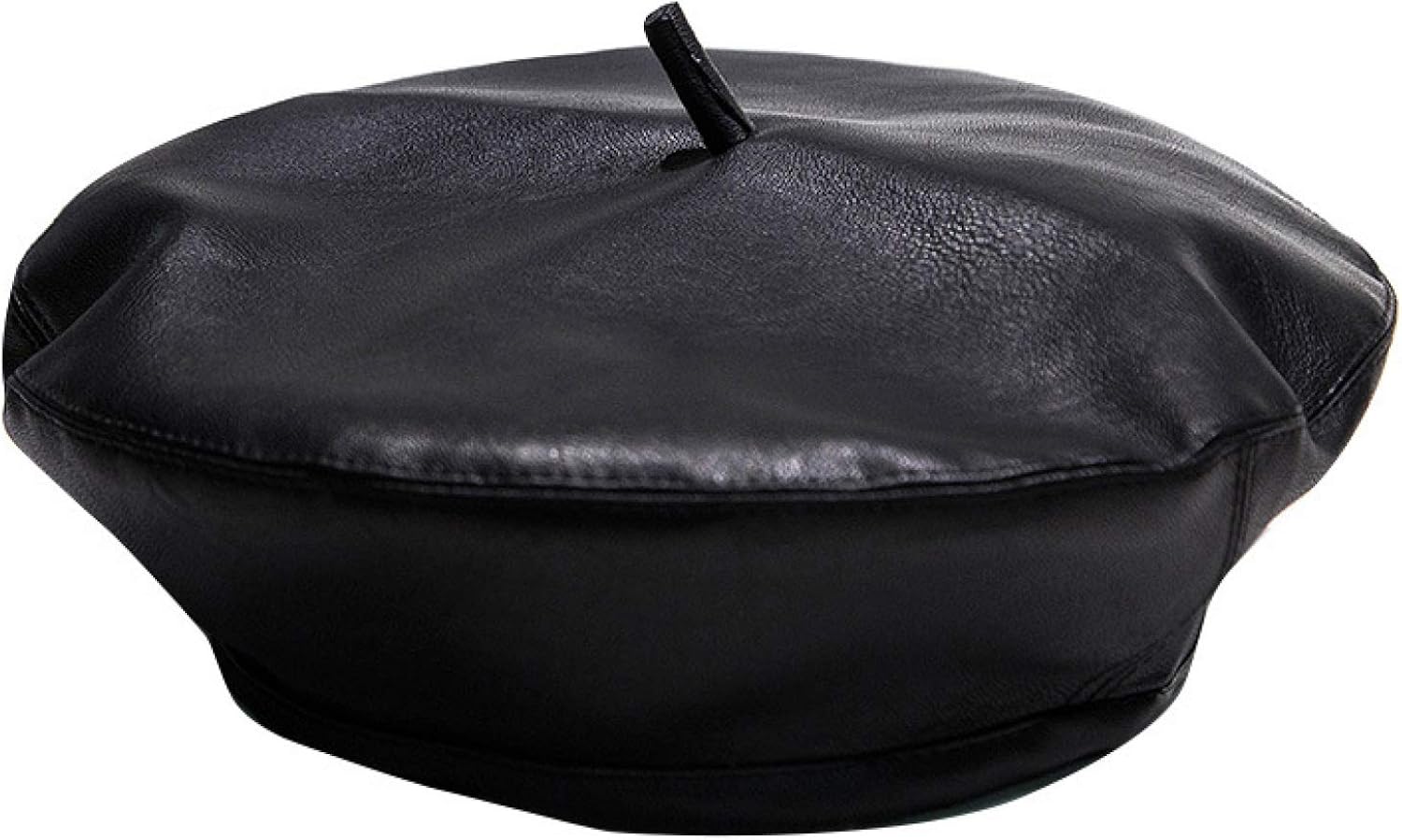 Woman's Faux Leather Newsboy Caps Classic Plain Color Flat Top Military