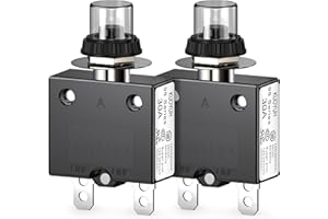 DIYhz Thermal Circuit Breaker, 30A 125/250VAC Circuit Breaker Push-Button Reset with Quick Connect Terminals and Waterproof Button Cover 32VDC Thermal Overload Circuit Breaker 98 Series 2 Pcs