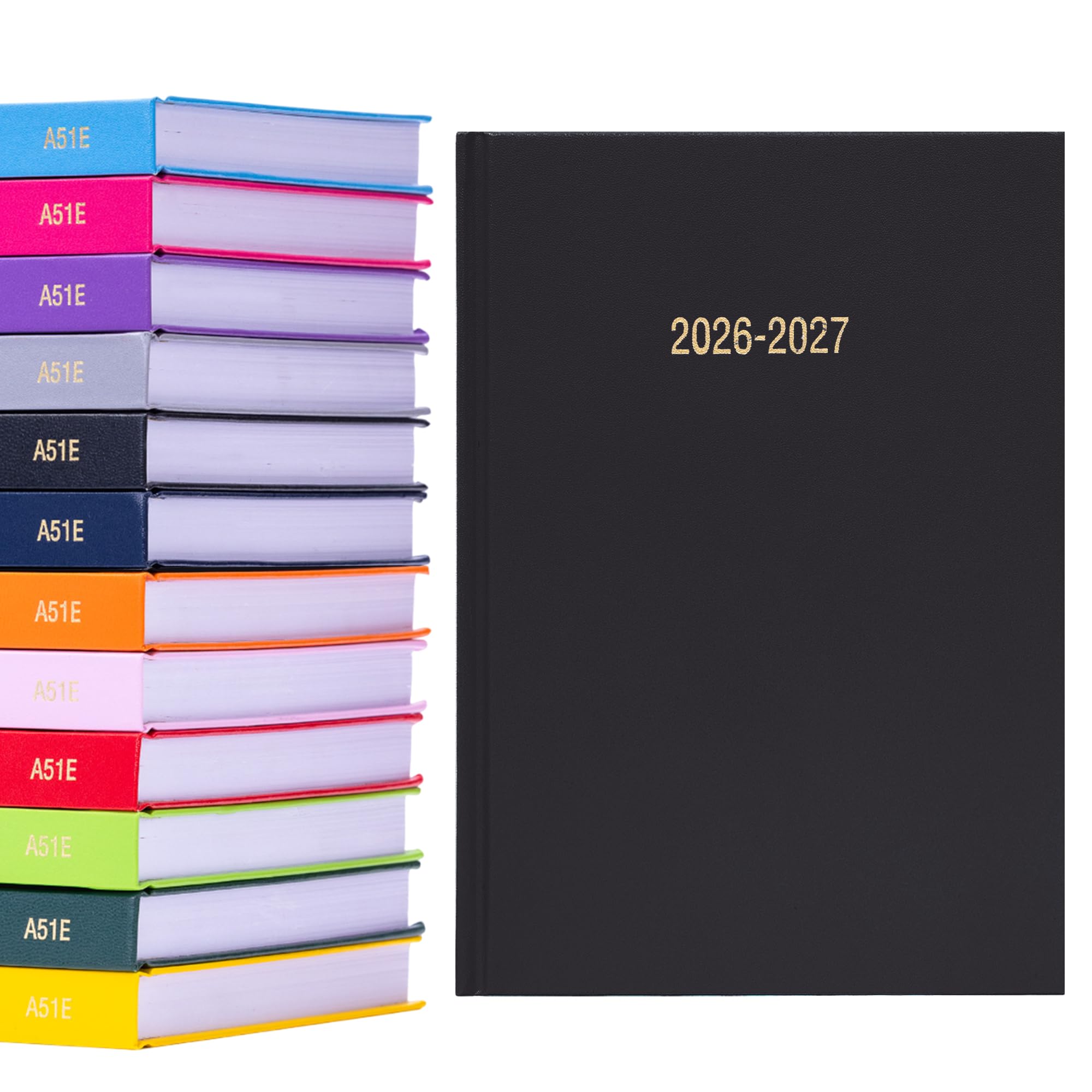 2026 2027 Academic Diary A5 Page a Day - Mid Year Hardback Planner From August 2026 to July 2027 - Student Teacher School Organiser with Ribbon Bookmark (A5, Black)