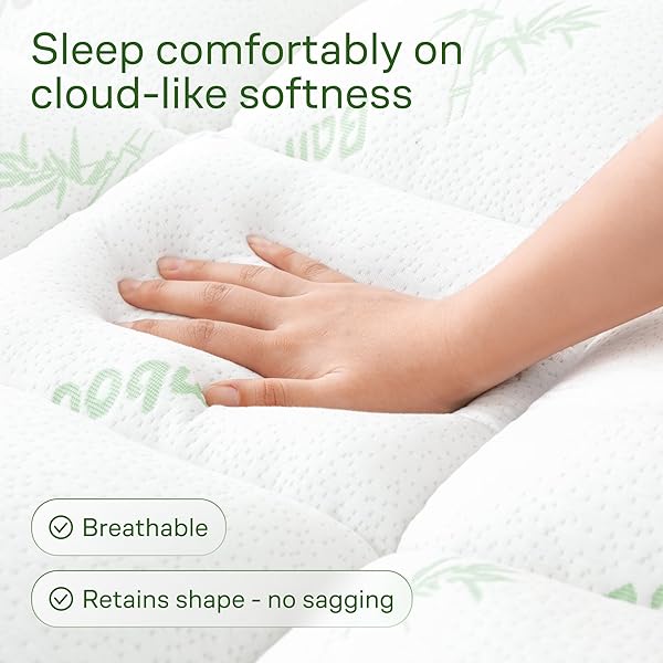 NIAGARA SLEEP SOLUTION ULTRA SOFT TWIN SIZE MATTRESS TOPPER – RAYON DERIVED FROM BAMBOO PILLOW TOP MATTRESS PAD FOR BACK PAIN RELIEF – NATURALLY COOLING FOR HOT SLEEPERS, GREEN