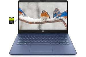 HP 14" HD Laptop Ultral Light for Students and Business, Intel N4120 Processor, 16GB RAM, 192GB Storage (64GB eMMC+128GB Ghost Manta SD Card), WiFi, Bluetooth, HDMI, Webcam