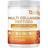 NATURE TARGET Multi-Collagen-Peptides-Powder for Joint Support, Hydrolyzed Collagen for Women Men with MSM + GC, Type I II III V X Collagen for Skin Hair & Nail, Non-GMO, 35 Servings