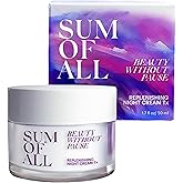Sum Of All Replenishing Night Cream Tx for Face with Anti Aging Encapsulated Retinol, Peptides and Tsubaki Oil, Hydrating Facial Moisturizer, Fragrance-Free, Menopause Skincare for Women, 1.7 fl oz