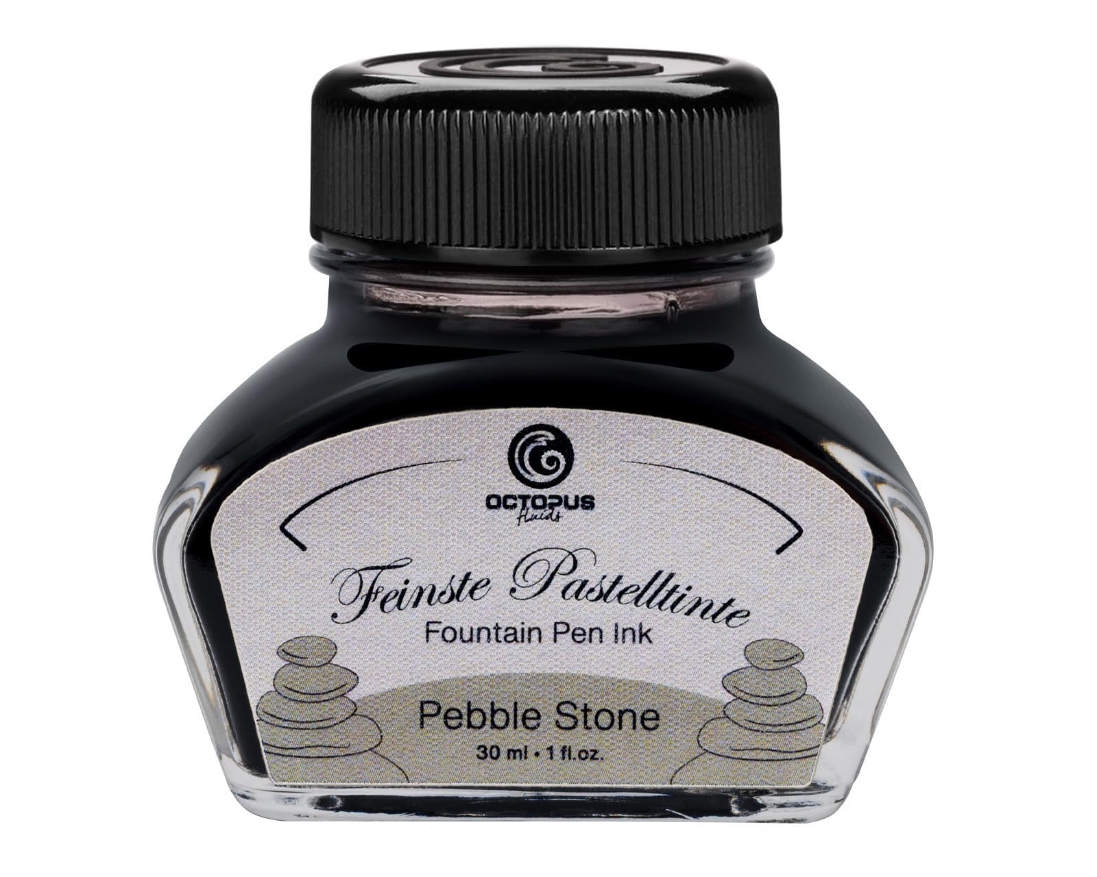Octopus Fountain Pen Ink Pastel Grau Pebble Stone 30ml, Calligraphy and Writing Ink for Glass Nibs