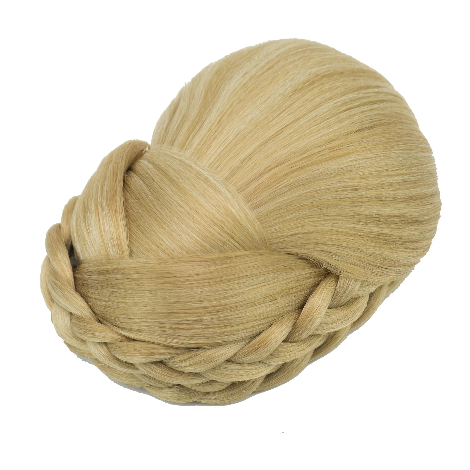IMISSU Braided Chignon Dancer Hair Cover Donut Hair Pieces Scrunchies Hair Bun Wig Clips Updo on Wedding Party (M3 Ash Blonde)