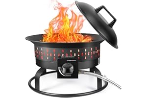 GasBRUH Outdoor Portable Propane Fire Pit, 19-Inch,60,000 BTU with Cover&Carry Kit,Camping Propane Fire Pits,Gas Firebowl,Portable Gas Fire Pit for Outside Patio,Backyard,Camping,RV,Deck,Tailgating