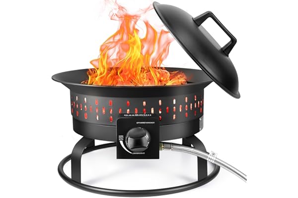 GasBRUH Outdoor Propane Fire Pit, Portable with Cover&Carry Handle,Fireplace,Portable Gas Fire Pit for Outside Patio, Backyar