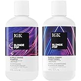 IGK BLONDE POP Purple Toning Shampoo & Conditioner Set | Neutralizes Brass + Brightens Blonde | Vegan + Cruelty-Free | 8 oz (Pack of 2)