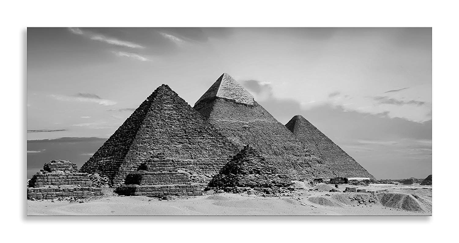 Pyramids of Giza Art Egypt Sunset Horizon Black and White Canvas Wall