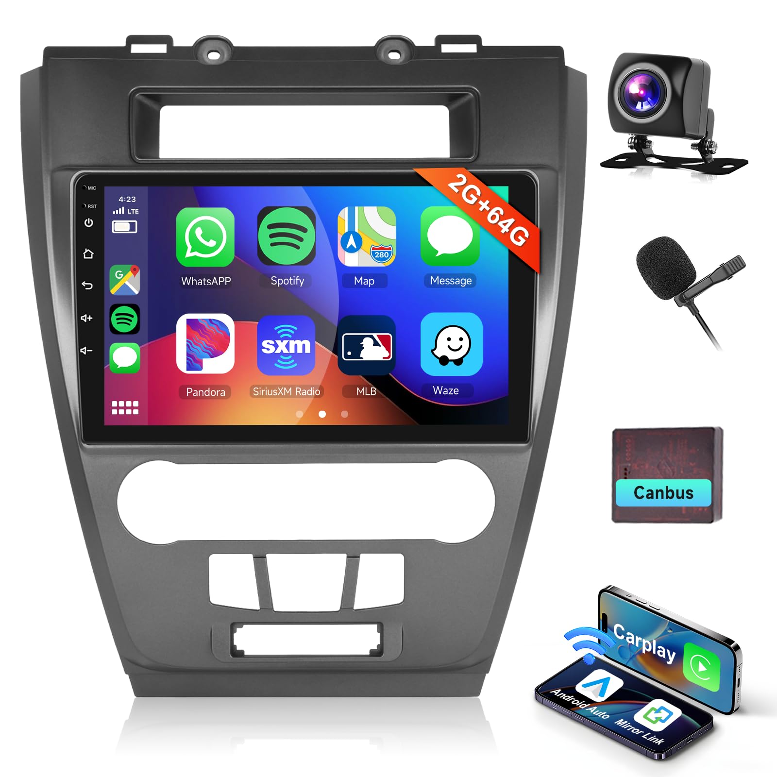 Erisin 8-core 4 GB 64 GB Android 14 autoradio 2 Din met GPS navigatie