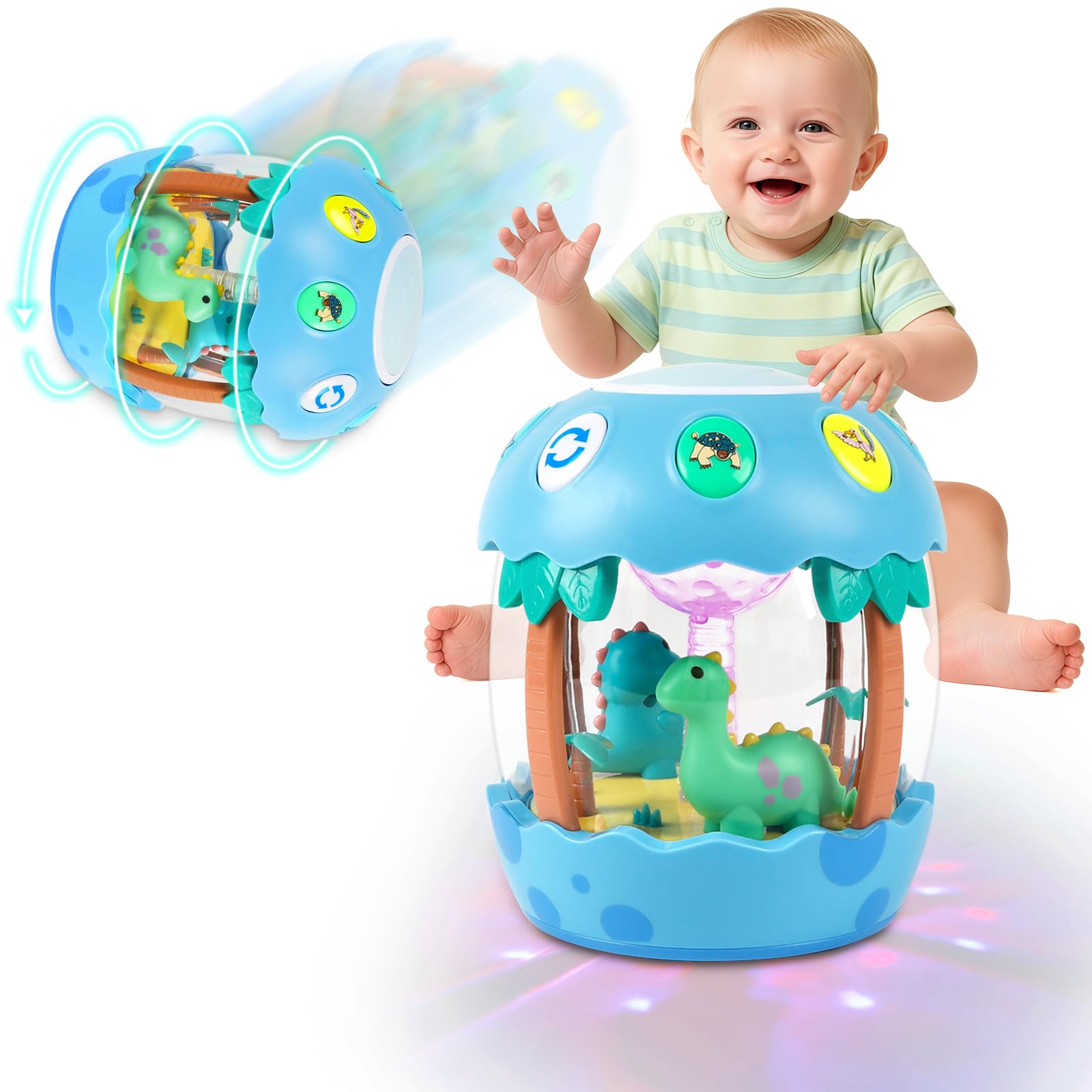 Shayson Baby Musical Toys 6 to 12 Months, Dinosaur Eggs Projector Light Up Toys with Music for 1 2 3 Year Old Boys Girls, 12-18 Months Crawling Learning Tummy Time 1st Birthday(Blue)