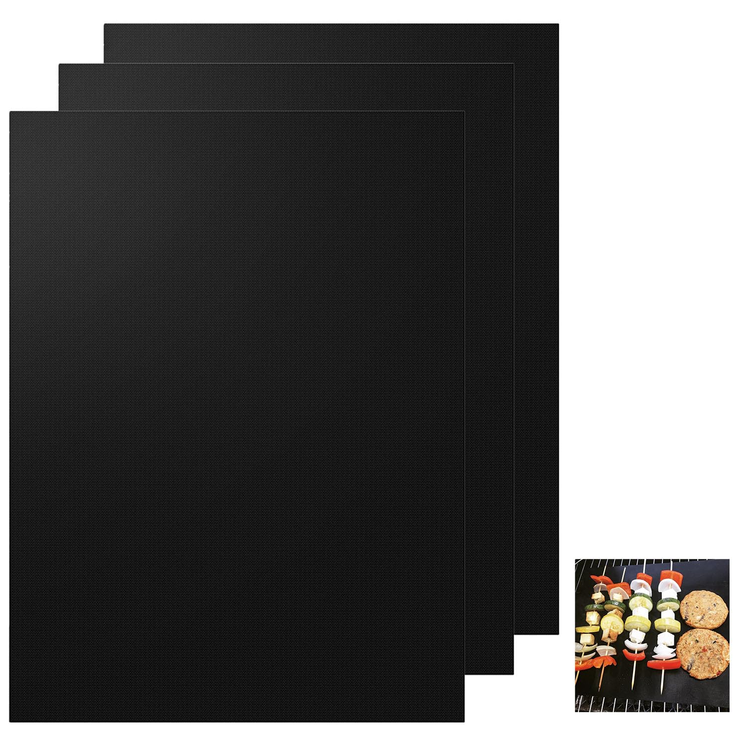 Oven Liner, BBQ Grill Mats, Large Oven Liners,BBQ Grill Mats Non Stick Reusable, Bakeware BBQ Mat for Grill, Oven Liners for Bottom of Oven, Kitchen Accessories for Cooking Grill(Black) - 3PCS