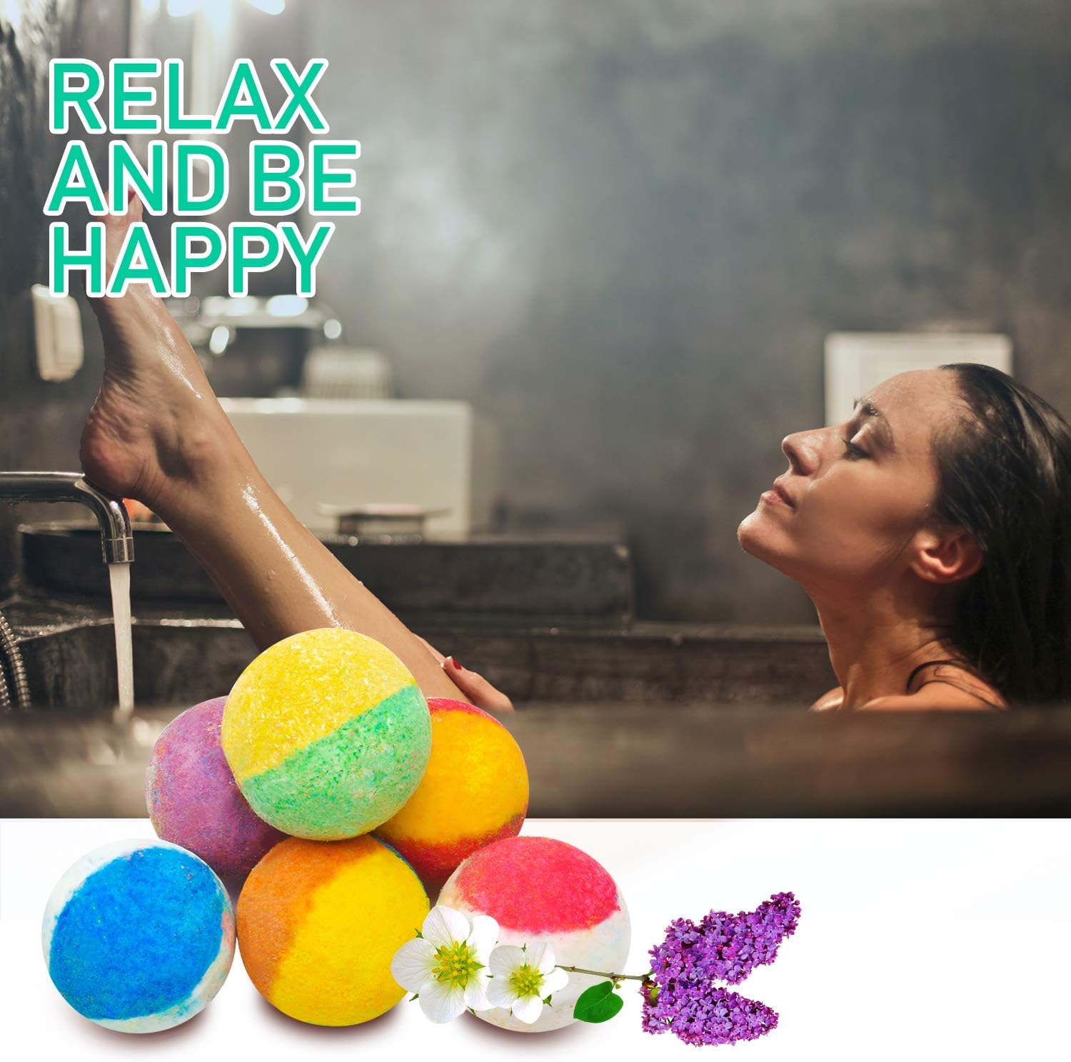 6 Organic & Natural Bath Bombs, Handmade Bubble Bath Bomb Gift Set, Rich in Essential Oil, Shea Butter, Coconut Oil, Grape Seed Oil, Fizzy Spa to Moisturize Dry Skin, Perfect Gift idea for Women.: Health & Personal Care