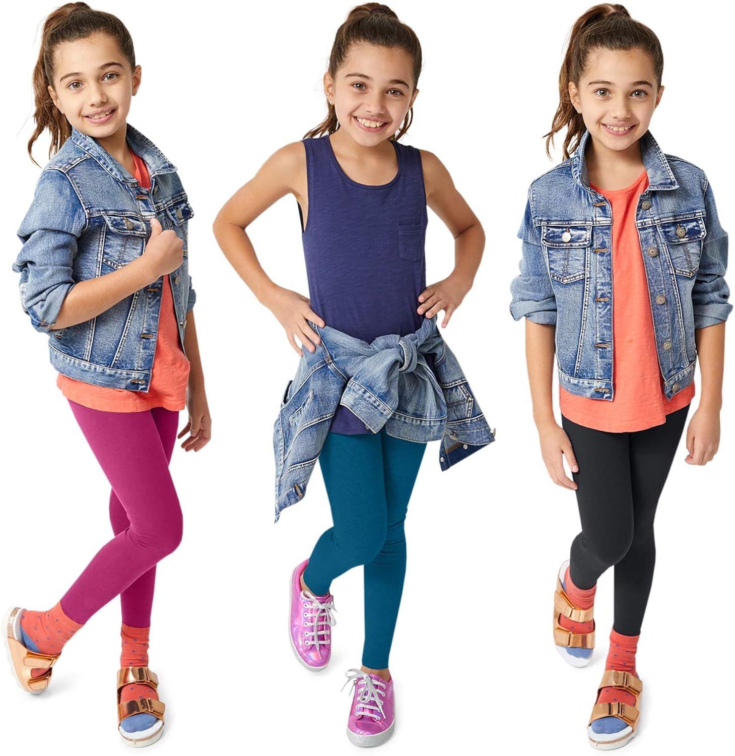 KIDPIK Girls Leggings 3-Pack | Great Basics Everyday Wear: Clothing