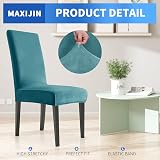MAXIJIN Stretch Velvet Chair Covers Set of 4 Peacock Blue Dining Chair view 2