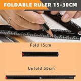 Akozon Metal Foldable Ruler 30cm 0-300mm 90° Aluminum Angle Ruler Black view 2