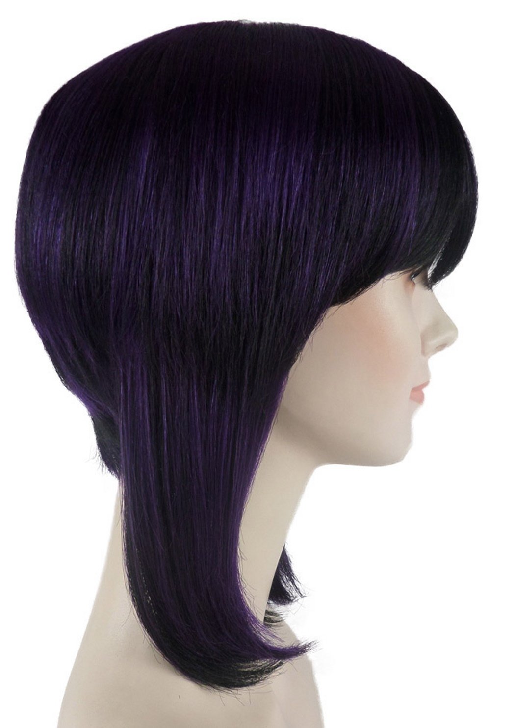 Short Bob Straight Wig with Bangs Purple Hairpiece for Halloween Costume Party Cosplay