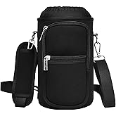 GAZLEMHO Insulated Water Bottle Bag Neoprene Carrier Sleeve for 32/40/64/128 oz Water Jug Carrying Pouch Sling Strap, Pocket