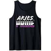 Asexual Aries Pride Flag Zodiac Sign Tank Top