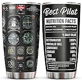 Jevuta Pilot Gifts for Men, Aviation Gifts for Pilots, Airplane Present for Him, Husband, Son, Graduation Birthday Retirement Ideas Present for Aviator Tumbler 20oz