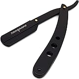 Saaqaans Professional Straight Edge Razor - Stylish Barber Cut Throat Mens Beard Shaving Razor with a Beautiful Pouch (Black)